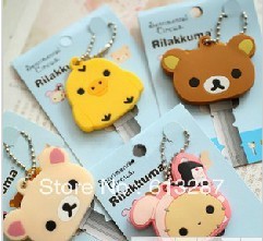 Free Shipping Kawaii Animal Silicon Key Caps Covers Keys Keychain Case Shell Novelty Item,Christmas Gift Wholesale(China (Mainland))
