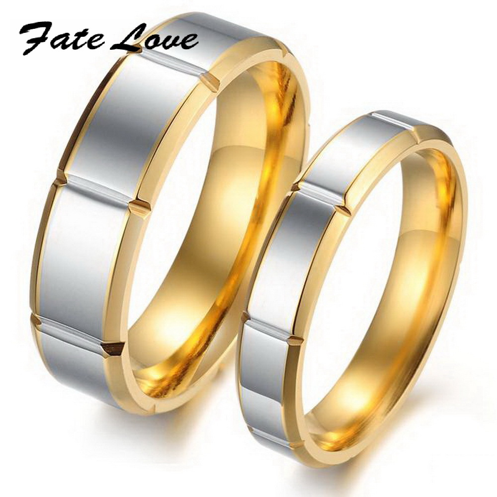 Jewelry Couple Rings Stainless Steel Finger Ring gold plated Bands Wedding Bands Promise Love