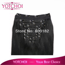 Yotchoi clip in sets products 10pcs clip in human hair extensions 14 24 straight natural colour