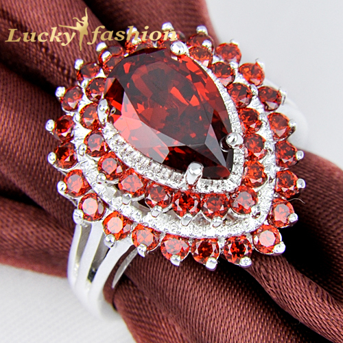 Free shipping High Quality Wedding Engagement Betrothal Ring Ruby AAA Zircon crystal 925 Silver Rings for