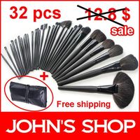 Discount Makeup Brushes on Big Discount    32 Pcs Pro Makeup Brush Set   32 Brushes   Black Pu