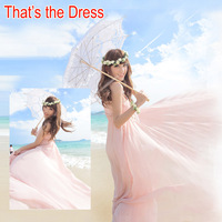 Bohemia Spaghetti Strap Solid Full Dress Oblique One-piece Dress Expansion Bottom Pleated Full Dress Grace Long Liner EK-4