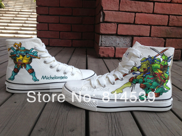 Newest Michelangelo Teenage Mutant Ninja Turtles canvas shoes hand painted personalized sneakers
