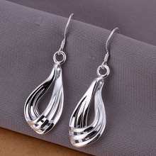 Free shipping 925 sterling silver jewelry earring fine fashion three line ripple drop earrings top quality SMTE230