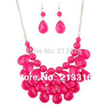 Women s top2015 Fashion spring Teardrop promotion Water Drop Bib necklaces pendants multi color bubble necklace