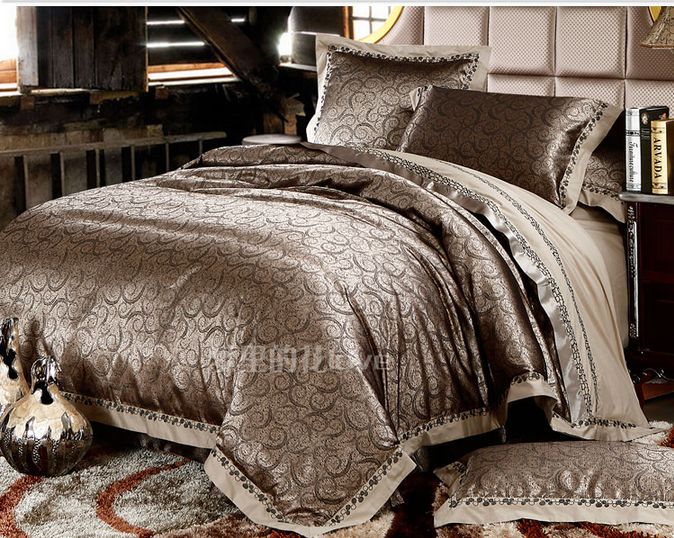 Jacquard Comforter Bedding Sets Gold Duvet Cover King Size Bedding ...