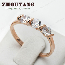 Top Quality Concise Crystal Ring 18K Rose Gold Plated Austrian Crystals Full Sizes Wholesale ZYR067 ZYR068