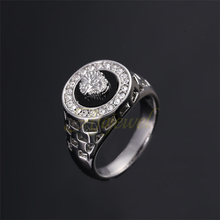 Size 7 12 New Man Ring 18K White Gold Plated Cool Black Stone Men Jewelry Fashion