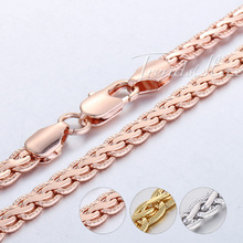 5MM Rose Gold Filled GF Necklace Chain Mens Womens Chain Hammered Flat WHEAT chain 20.47inch GN214
