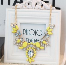 Black Shourouk Flower Gem Design Gold Choker Collar Statement Necklaces Pendants 2014 New Fashion Jewelry Women
