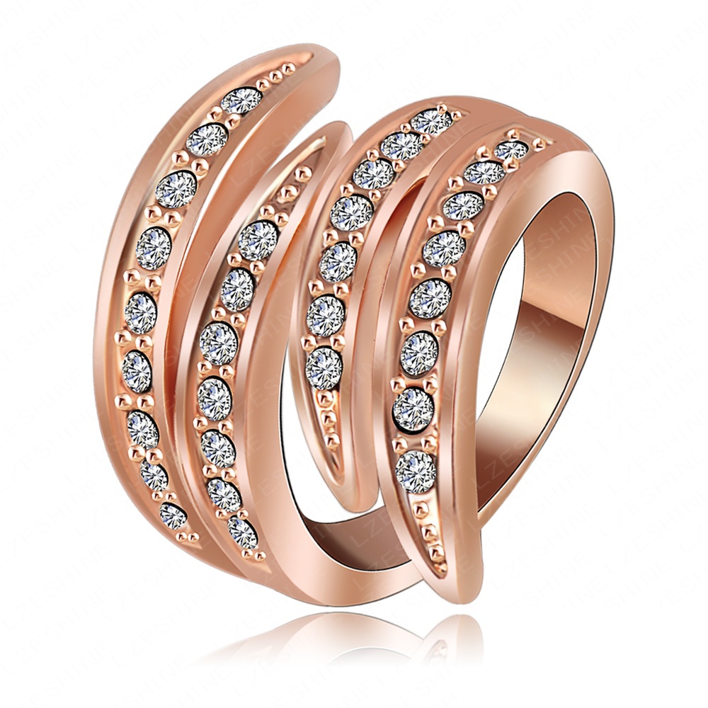 Anéis de noivado do mais novo anjo asa com 18k de chapeamento de ouro rosa e Pave de cristais austríacos moda jóias Ri-HQ0063