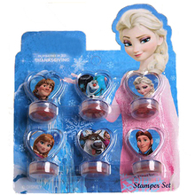 Frozen Dolls Seal Stamper Elsa Anna Princess Olaf Action Figure Toys For Boys Girls Kids Gifts Children Hobby 6pcs/lot