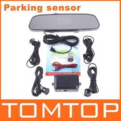 Parking sensor rearview mirror,4 Parking Sensors Car Backup Reverse Radar Rearview Mirror,parking sensor system,free shipping(China (Mainland))