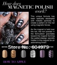 Free Shipping  Lastest HOT Magnetic Nail Polish 60 Colours Available With 2 Designs Magnet(each bottle with one magnet)