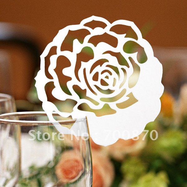 Free shipping to United States Canada Via Fedex 300pcs 12pcs/pack Rose Place Card( in White & Ivory )(China (Mainland))