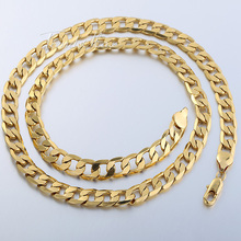 8mm Mens Boys Chain Flat Cut Curb Cuban Necklace 18K Gold Filled Necklace Customized 18KGF Fashion