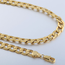 8mm Mens Boys Chain Flat Cut Curb Cuban Necklace 18K Gold Filled Necklace Customized 18KGF Fashion