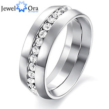 #RI100192 Fashion jewelry engagement wedding gift rings for women 316L Stainless Steel .75CT Channel-Set Eternity Ring