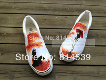 Naruto Uchiha Sasuke Canvas Shoes Hand Painted Fashion Slip On Sneakers