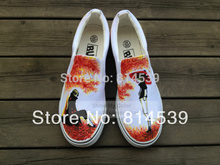Naruto Uchiha Sasuke Canvas Shoes Hand Painted Fashion Slip On Sneakers