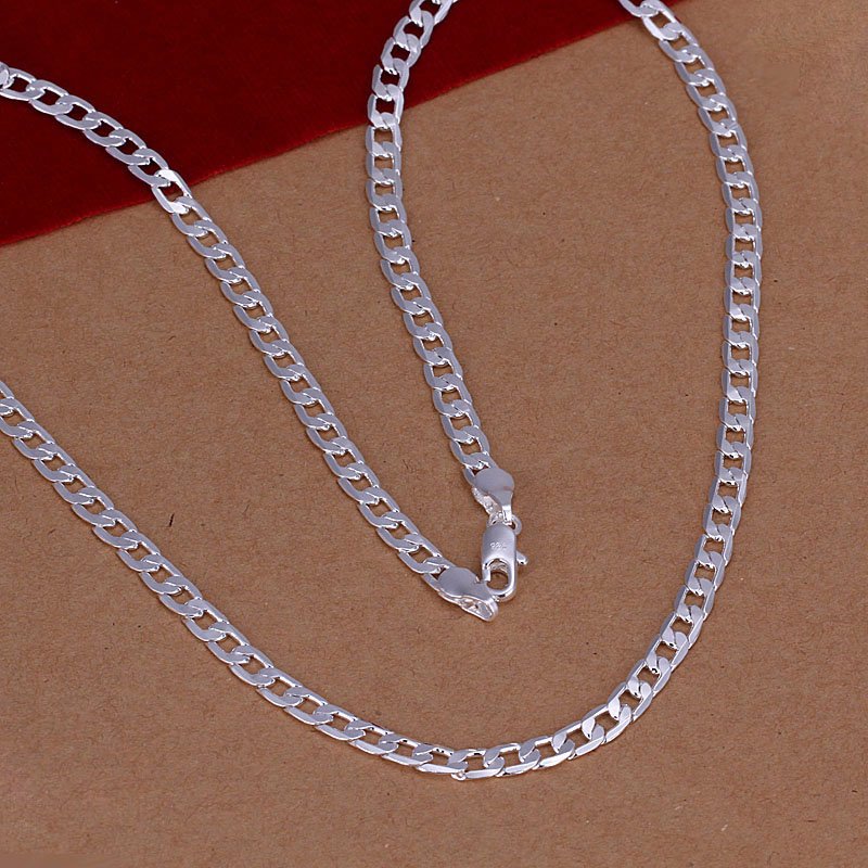 Hot Sale Free Shipping 925 Silver Necklace Fashion Sterling Silver Jewelry 4mm 16 30 Sideways Necklace