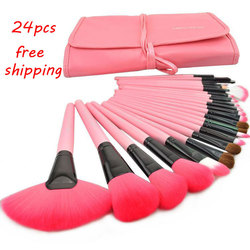 Free Shipping Professional 24pcs Makeup Brush Set Kit Makeup Brushes & tools Make up Brushes Set Brand Make Up Brush Set Case(China (Mainland))