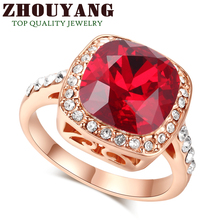 ZYR058 Ruby Crystal  Ring 18K Rose Gold Plated Ring Made with Genuine Austrian Crystals Full Sizes Wholesale