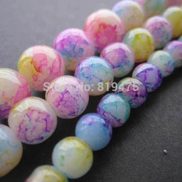 Free shipping 6mm 8mm 10mm Mottled Printing Glass Beads Purple Blue Color Bohemia beads for jewelry