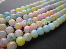 Free shipping 6mm 8mm 10mm Mottled Printing Glass Beads Purple Blue Color Bohemia beads for jewelry