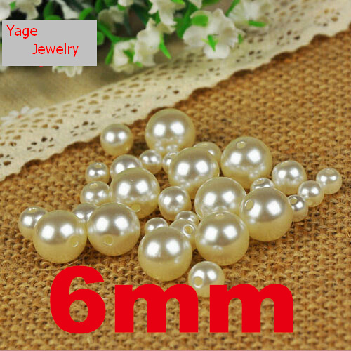 300pcs lot 6mm beads White Color craft acrylic beads Imitation Round pearl beads diy loose beads