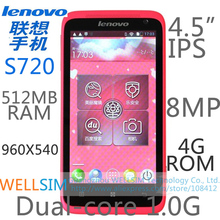 Original Lenovo S720 Multi language Mobile phone 4.5IPS 960×540 MTK6577 Dualcore1G 512MB RAM 4GROM  Android4.0 8MP