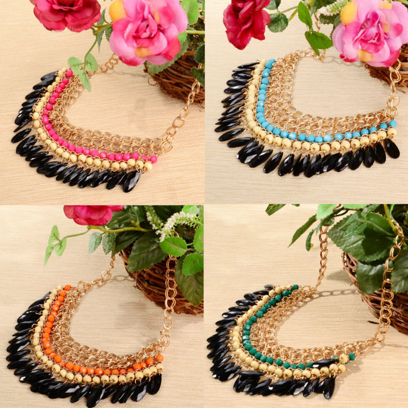 ACEMIR Bohemian Tassels Drop Fashion Gold Choker Chain Statement Necklaces Pendants Collar Jewelry For Woman NF160