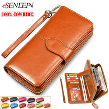 NEW 2014 Retro Oil Wax Cowhide Women’s Wallet Designers Brand Business Card Holders Money Clip Genuine Leather Zipper Purses