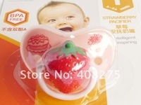 Wholesale Baby Feeding Pacifier Strawberry Pacifier Christmas Gift 6pcs/lot Kids Pacifier Free Shipping Unique Holes