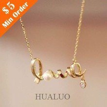 Free Shipping Min.order is $10 (mix order)Cheap Chic  LOVE Word  Necklace Alloy Love Necklace#N54 N1185