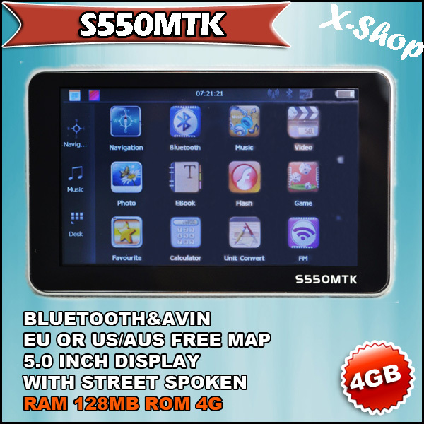 X- S550MTK HD GPS navi, 128 MB ram, Bluetooth, Av-in, 4  MAP  /  /  /  MAP