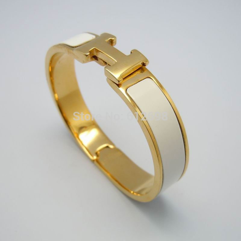 hot-sale-H-style-316L-stainless-steel-Gold-bangle-bracelet-with-white ...