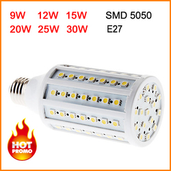 Free shipping high quality ultra bright led corn Bulb Lamp light 110-220V 15W E27 SMD5050 Warm White/White Factory directsale(China (Mainland))