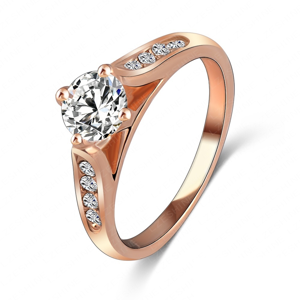 New Ring For Women 18K Rose Gold Platinum Plated With Austrian Crystal SWA Elements Wedding Jewely