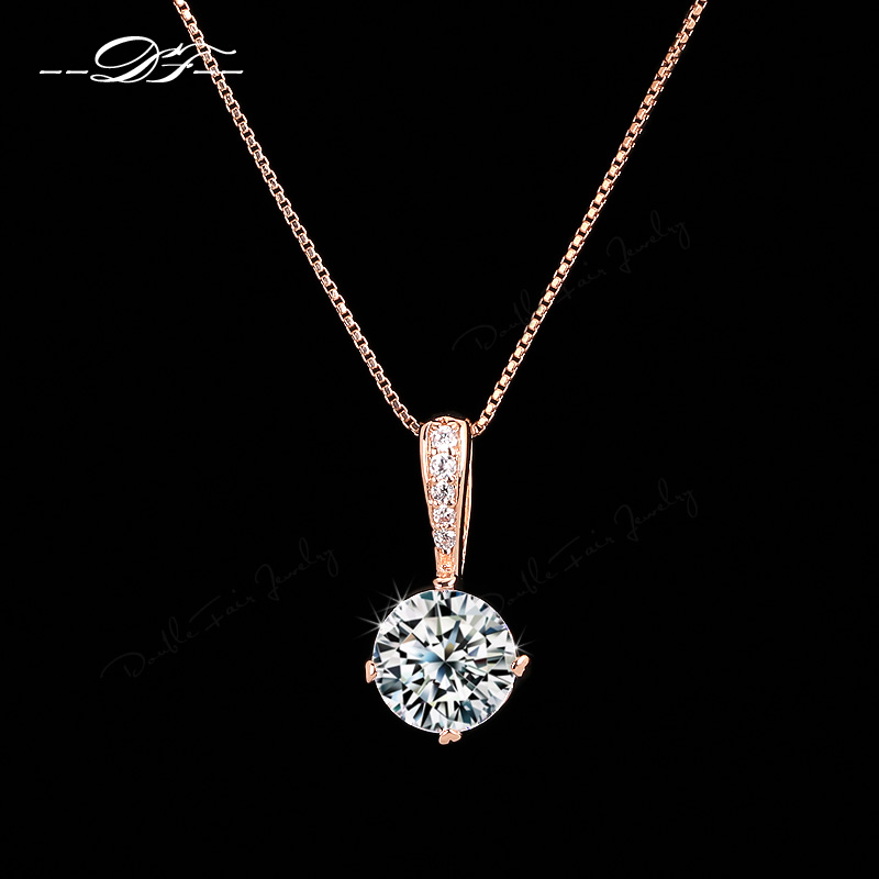 Hot Sale AAA CZ Diamond Chain Necklaces Pendants 18K Gold Plated Fashion Crystal Brand Party Wedding