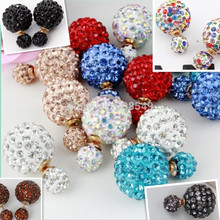 Explosion models catwalk models in Europe and America personality color shell pearl earrings double -sided printed pattern
