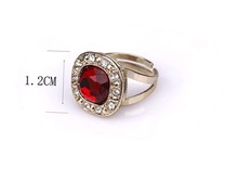 Fashion accessories 18k gold full rhinestone joint ruby brief adjustable ring female