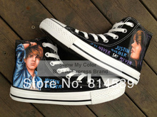 Justin Bieber High Top Black Canvas Shoes Fashion Hand Painted Casual Sneakers For Men Women
