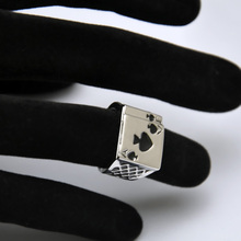 Size 7 12 Hotsale Cool Men s Jewelry Chunky 18K White Gold Plated Black Enamel Spades