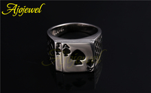 Size 7 12 Hotsale Cool Men s Jewelry Chunky 18K White Gold Plated Black Enamel Spades