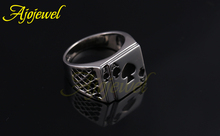 Size 7 12 Hotsale Cool Men s Jewelry Chunky 18K White Gold Plated Black Enamel Spades